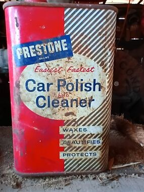 Prestone Car Polish & Cleaner Tin - Red, Blue, Cream